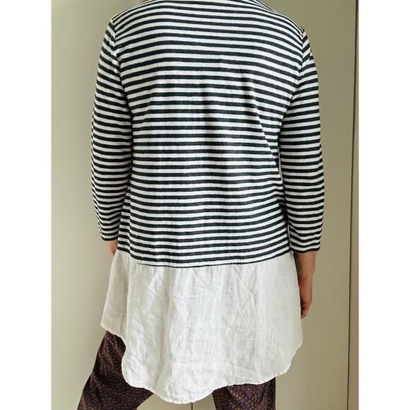 Cut Loose Women's Linen Top/T Shirt Braton Strip Nautical Size M Lagen Look - Picture 7 of 9